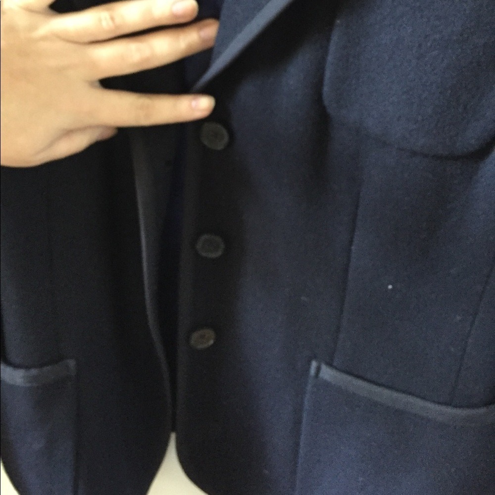 Lands End Navy Blue Wool Grosgrain Trim Blazer Jacket Womens 16 Tailored Lined - Picture 6 of 6